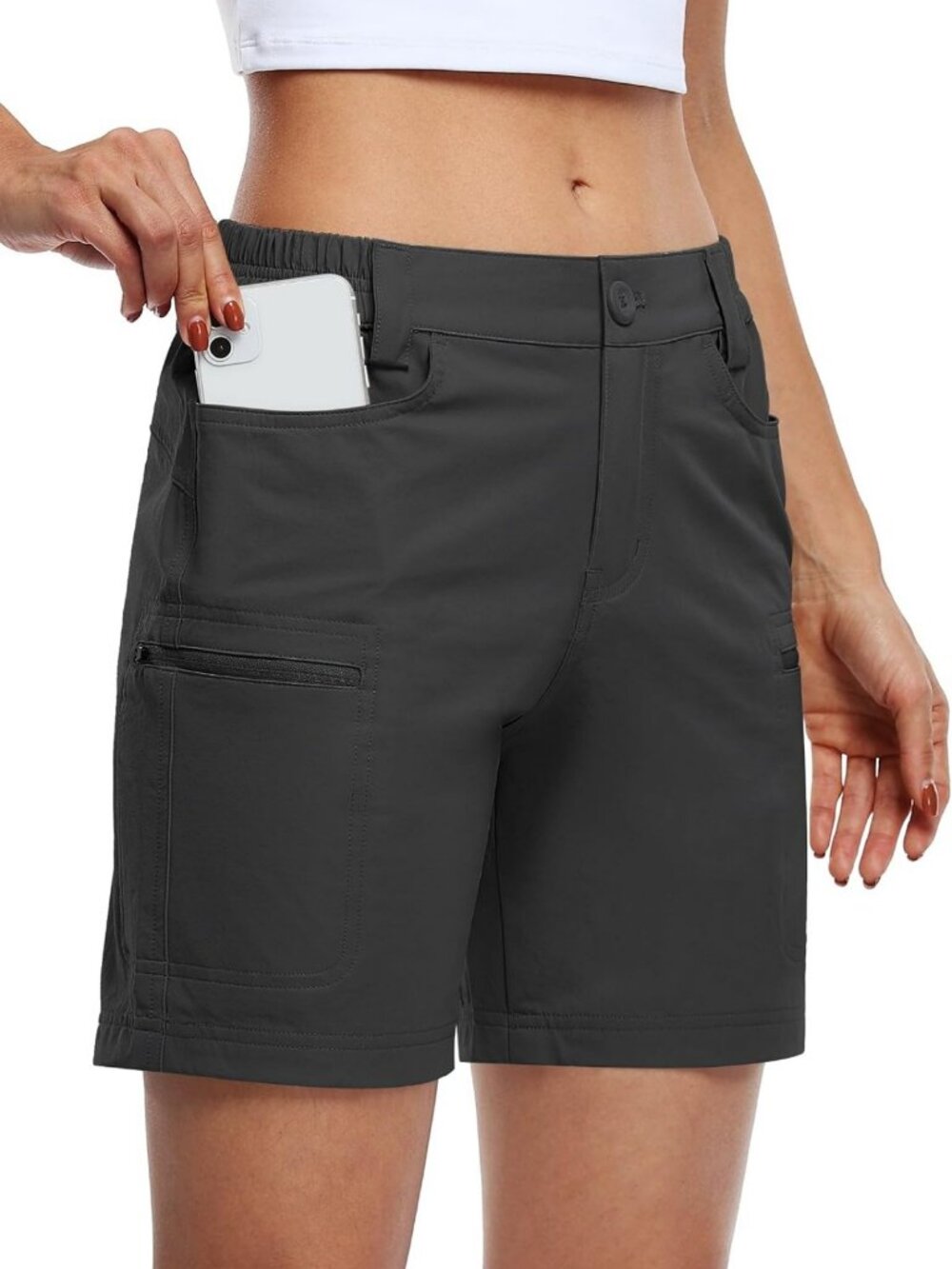 Lightweight Women's 7" Hiking Cargo Shorts - Quick Dry, Water Resistant, Pockets
